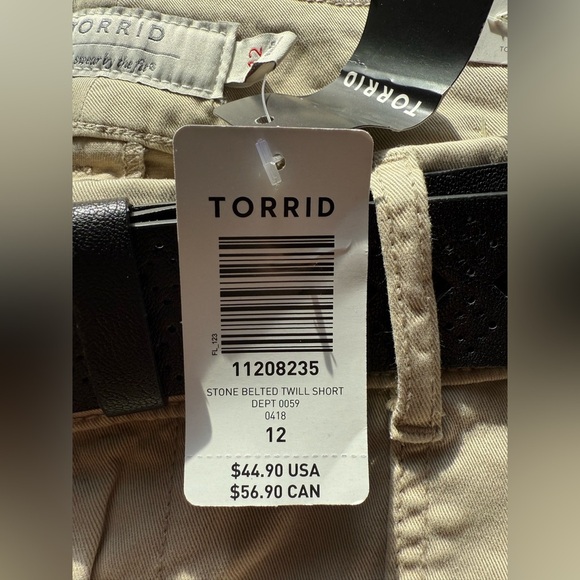 NWT Torrid Stone Belted Twill Shorts size 12 - Picture 4 of 6